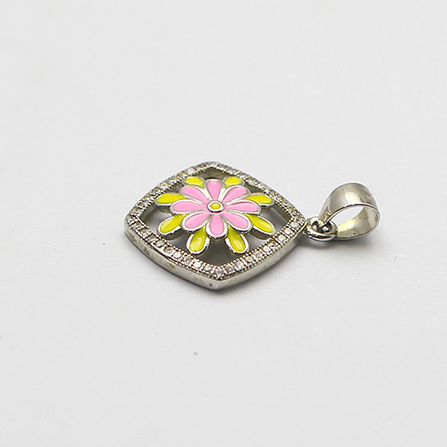 925 Sterling silver pendant with pink and yellow flower jewelry wholesale