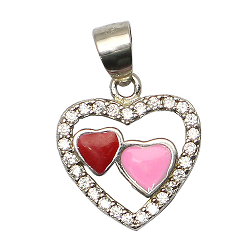 925 Sterling silver necklace pendant double heart charm unique jewelry accessories nickel free