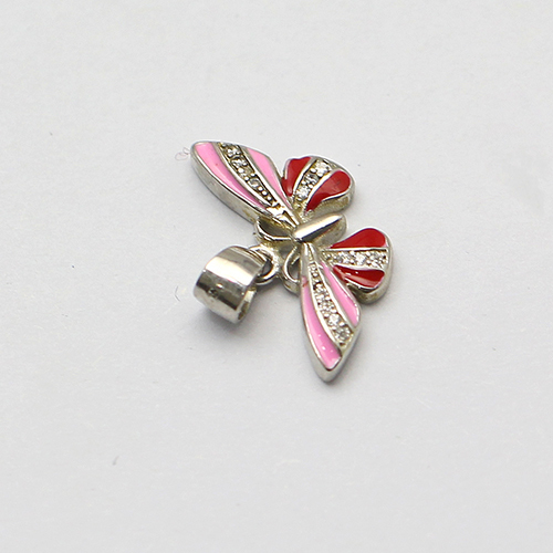 925 Sterling silver pendant pink and red butterfly charm jewelry supplies nickel free