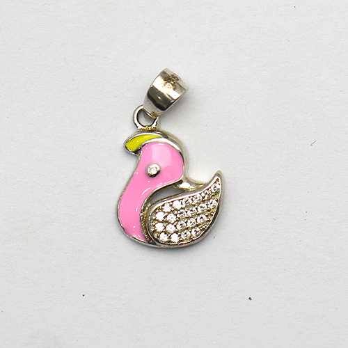 925 Sterling silver pink bird pendant delicate unique gift nickel free jewelry findings