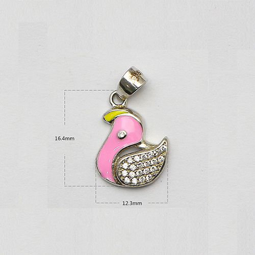 925 Sterling silver pink bird pendant delicate unique gift nickel free jewelry findings