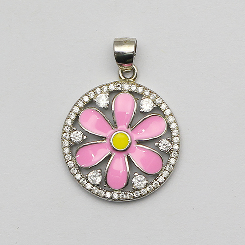 925 Sterling silver pink flower pendant unique jewelry accessories nickel free