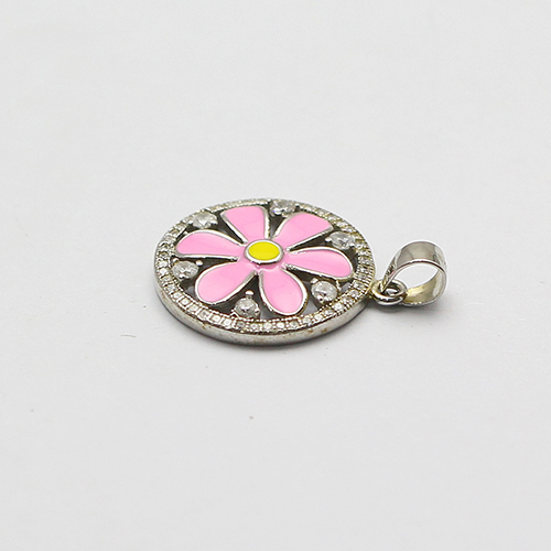 925 Sterling silver pink flower pendant unique jewelry accessories nickel free
