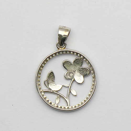 925 Sterling silver pendant pink flower yellow butterfly cute accessories jewelry supplies making