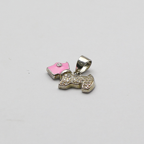925 Sterling silver pink dog pendant with zircon wholesale jewelry lots