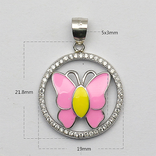 Sterling silver fashion women zircon charm pendant wholesale wedding jewelry with butterfly