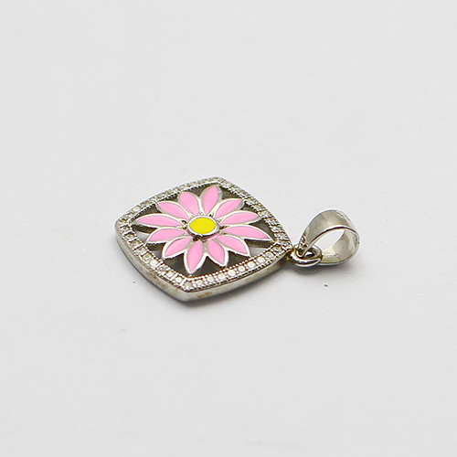 925 Sterling silver pink flower pendant unique souvenirs girls jewelry accessories