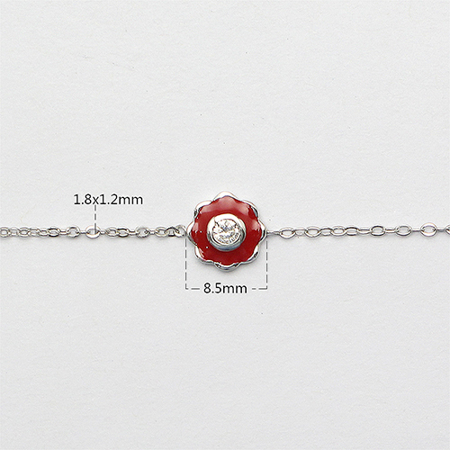 925 Sterling silver red flower bracelet children's jewelry with charm best gift for her
