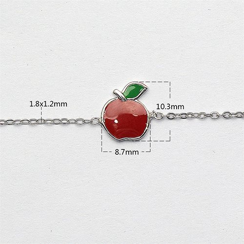 925 Sterling silver bracelet with apple custom birthstone jewelry