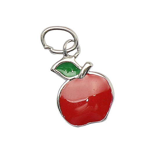 925 Sterling Silver Birthstone Charm Pendant Fruit Apple Diy Jewelry Wholesale