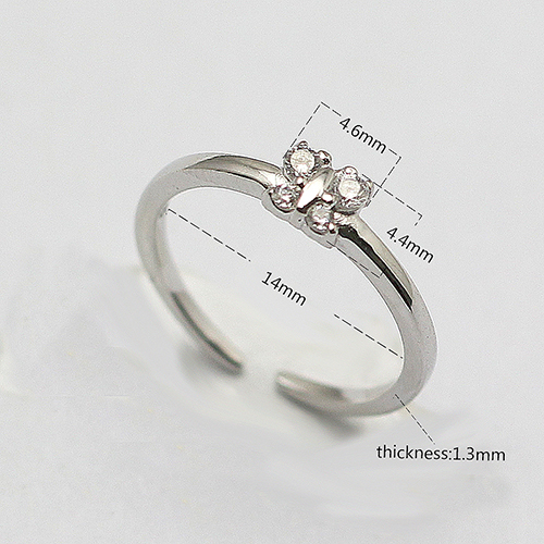 925 Sterling Silver Butterfly Children's Diamond Rings Personalised Childrens Gifts