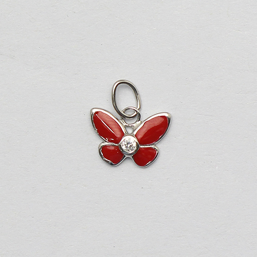 Red Butterfly Children's Necklaces Baby Silver Jewelry