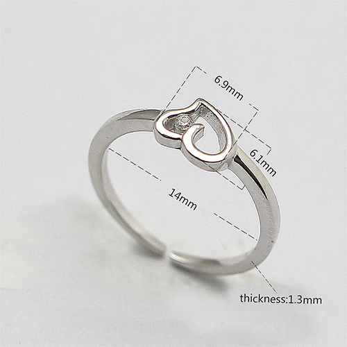 925 Sterling Silver Ring Love Heart Vintage Children's Birthstone Rings Birthday Gift for Kids Wholesale