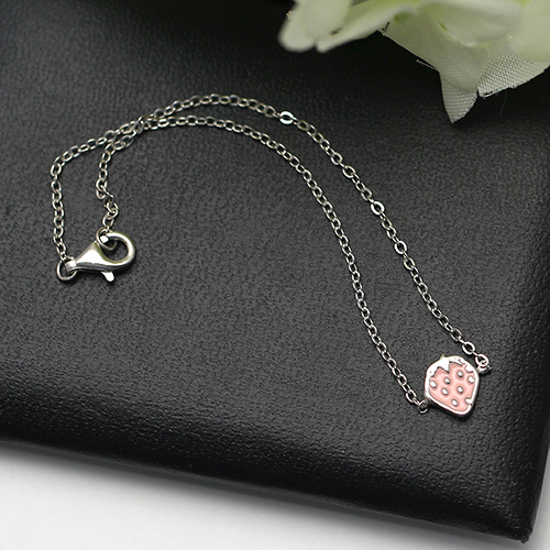 925 Sterling silver children's adjustable bracelet strawberry diy accessories jewelry