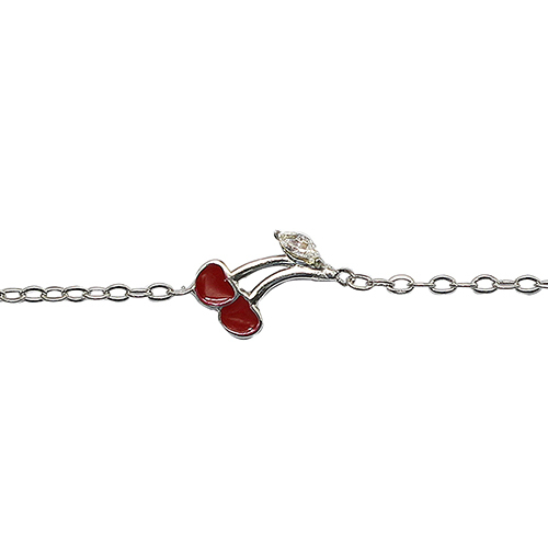 925 Sterling silver children's bracelet cherry red accessories jewelry