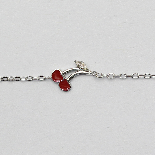 925 Sterling silver children's bracelet cherry red accessories jewelry