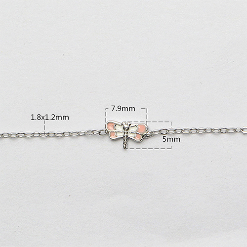925 Sterling Silver Fashion Pink dragonfly Gift For School Girls Kids Lady Bracelets Jewelry Wholesale