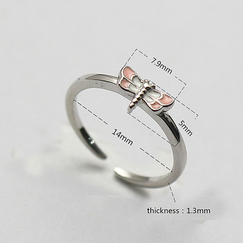 925 Sterling Silver Children's Birthstone Rings Fashion Pink butterfly Ring Gift For School Girls Kids