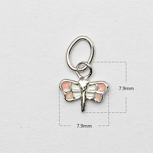 925 Sterling Silver Toddler Costume Jewelry Fashion Pink butterfly Charm Pendant