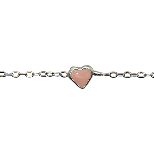 925 Sterling Silver children's birthstone jewelry Pink Love Heart Charm Bracelets Wholesale