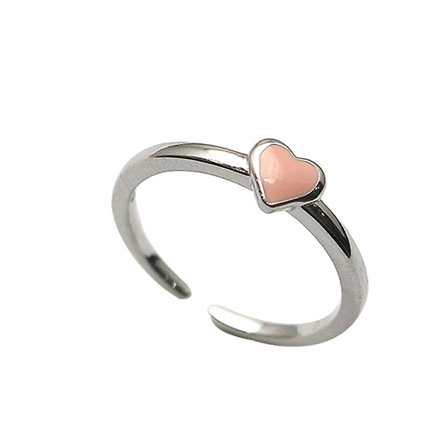 925 Sterling Silver Fashion Pink Love Heart children's Rings Birthday Gift for Kid