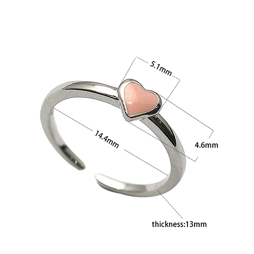 925 Sterling Silver Fashion Pink Love Heart children's Rings Birthday Gift for Kid