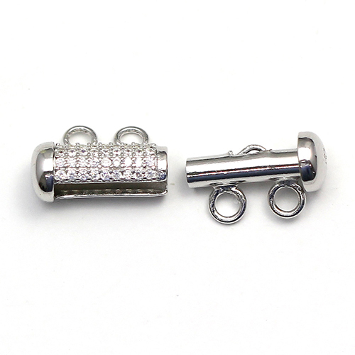 925 Sterling silver Multi 2 trands Slide Magnetic Tube Lock Clasps with Zircon Connectors for Necklace Bracelet Jewelry Findings