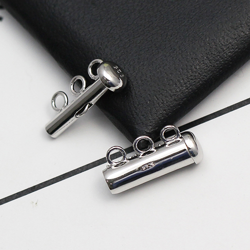 925 Sterling silver Multi 3 trands Slide Magnetic Tube Lock Clasps with Zircon Connectors for Necklace Bracelet Jewelry Findings