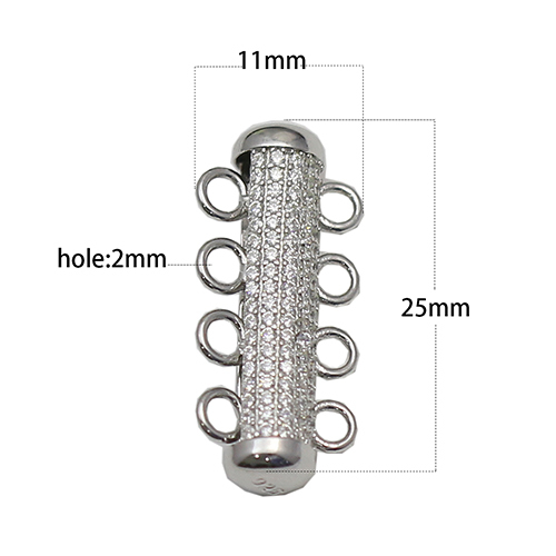 925 Sterling silver Multi 4 trands Slide Magnetic Tube Lock Clasps with Zircon Connectors for Necklace Bracelet Jewelry Findings