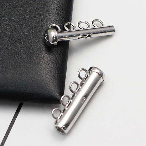 925 Sterling silver Multi 4 trands Slide Magnetic Tube Lock Clasps with Zircon Connectors for Necklace Bracelet Jewelry Findings