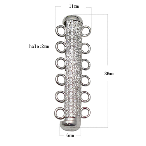 925 Sterling silver Multi 6 trands Slide Magnetic Tube Lock Clasps with Zircon Connectors for Necklace Bracelet Jewelry Findings