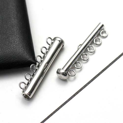 925 Sterling silver Multi 6 trands Slide Magnetic Tube Lock Clasps with Zircon Connectors for Necklace Bracelet Jewelry Findings