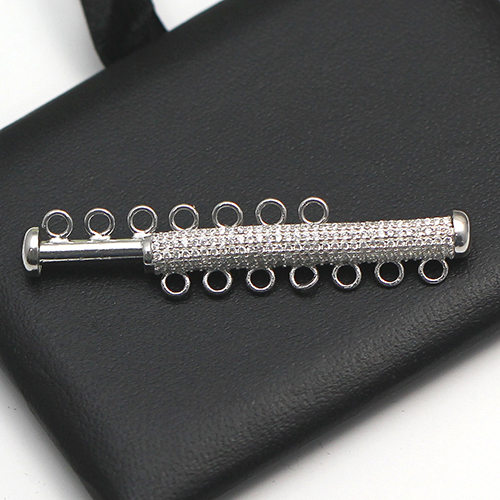 925 Sterling silver Multi 7 trands Slide Magnetic Tube Lock Clasps with Zircon Connectors for Necklace Bracelet Jewelry Findings