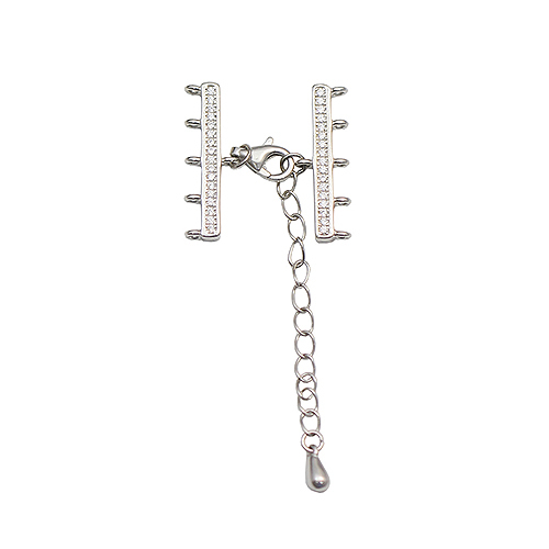 925 Sterling Silver Necklace Connector Bails 5 Rows Beads with Zircon Spacer Strands Lobster Clasps extension extented chains