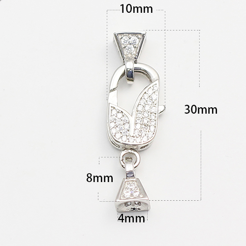 925 Sterling silver Micro Pave Zircon Lobster Clasp