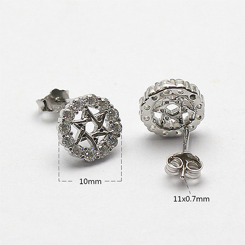 Romantic Women Silver 925 Jewelry for Wedding Fashion Hollow Round wiith Zircon Star Necklace Charm Pendant/Earrings Gift Sets