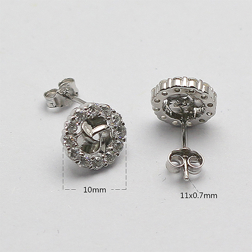 Wholesale Jewelry Sets with Round Hollow Flower Sterling Silver Fashion Women Zircon Charm Pendant Necklace Earrings