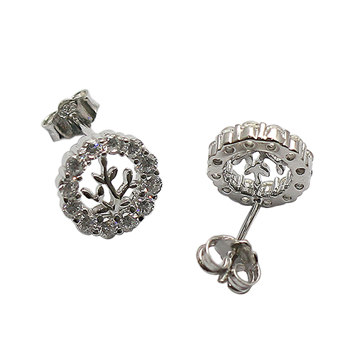 Wholesale Jewelry Sets with Round Hollow Plant Sterling Silver Fashion Sunflower Zircon Charm Pendant Necklace Earrings