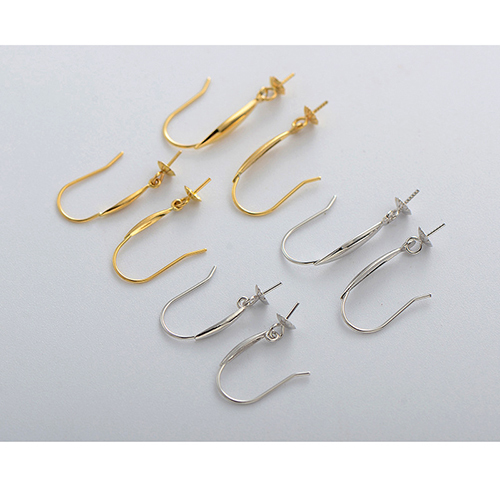18K Gold Earring Hooks with Eyepin Bead Caps Earwire Dangle Pearl Earrings Finding Custom-made