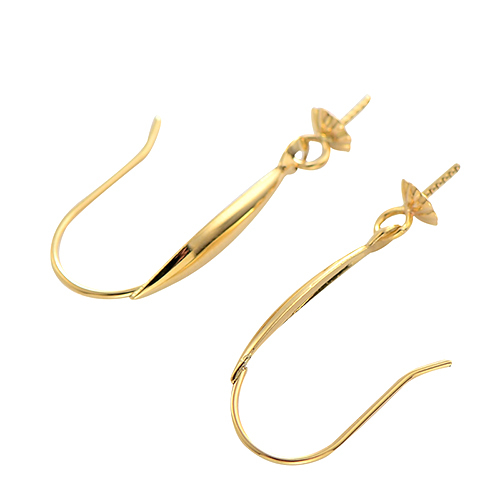 18K Gold Earring Hooks with Eyepin Bead Caps Earwire Dangle Pearl Earrings Finding Custom-made