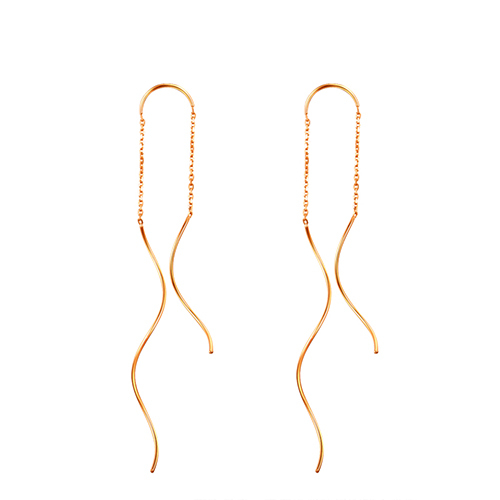 18k Solid Gold Earrings Chain Ear Jewelry Long Drop Earrings Best Gift for Women