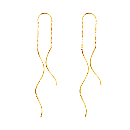 18k Solid Gold Earrings Chain Ear Jewelry Long Drop Earrings Best Gift for Women