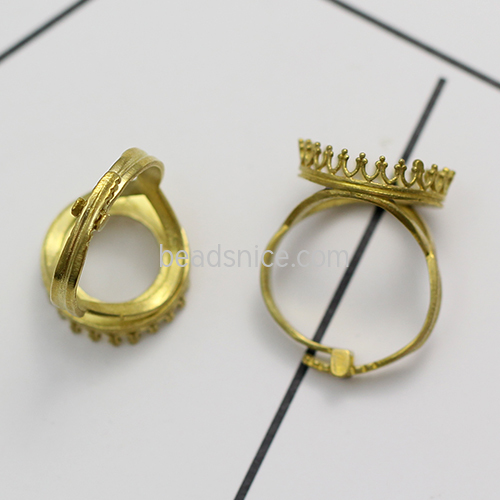 Brass ring setting perfer for 14mm round stone lead-safe nickel-free