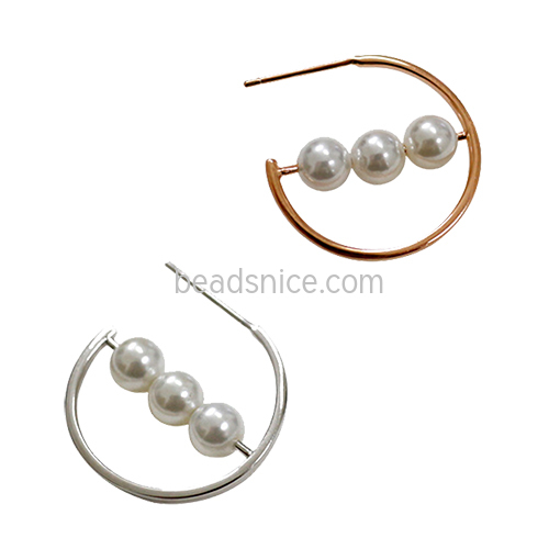 925 Sterling silver earring stud pearl jewelry wholesale nickel free