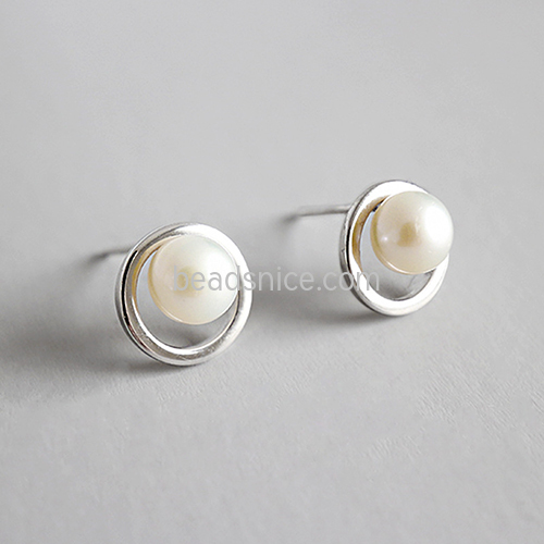 925 Sterling silver earring stud pearl delicate jewelry accessories nickel free
