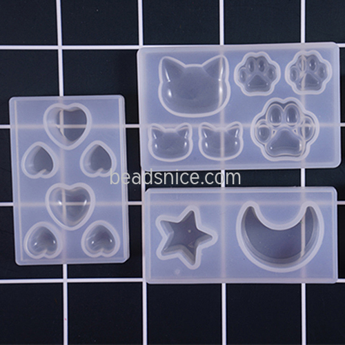 Bear's paw silicon mold Cabochon hear silicon mold star and moon resin silicon mold for jewelry make