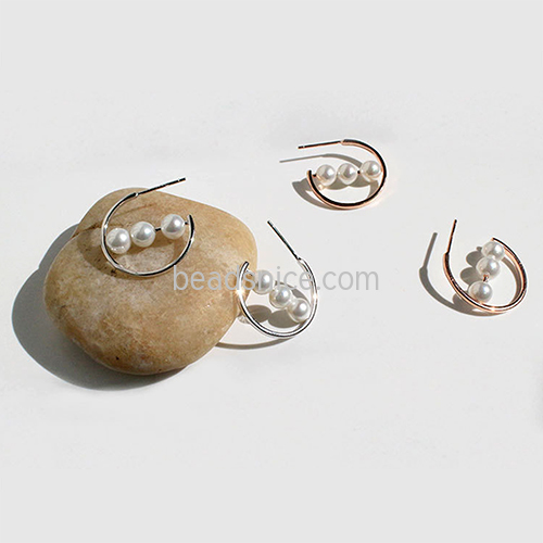 925 Sterling silver earring stud pearl jewelry wholesale nickel free
