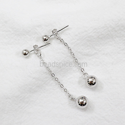925 Sterling silver earring with bead long delicate jewelry wholesale nickel free