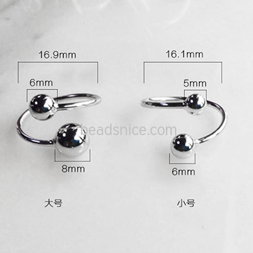925 Sterling silver Double ball Ring Diy Jewelry accessories Charms