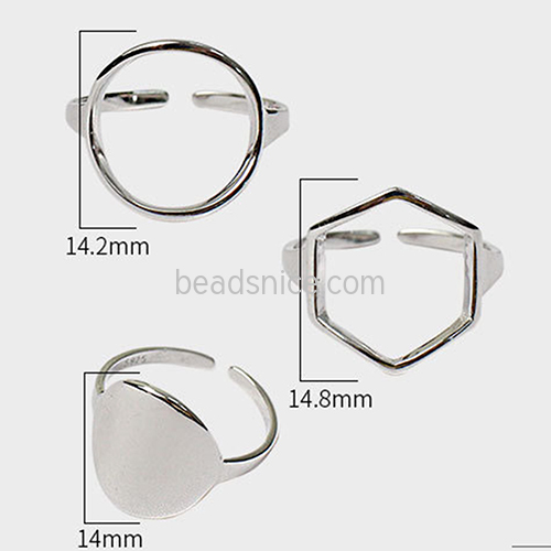 Sterling silver Ring Bezel Blanks Adjustable Accessories Women Jewelry